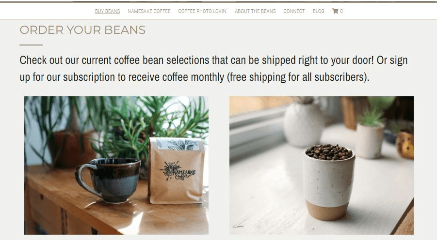 null namesake coffee website